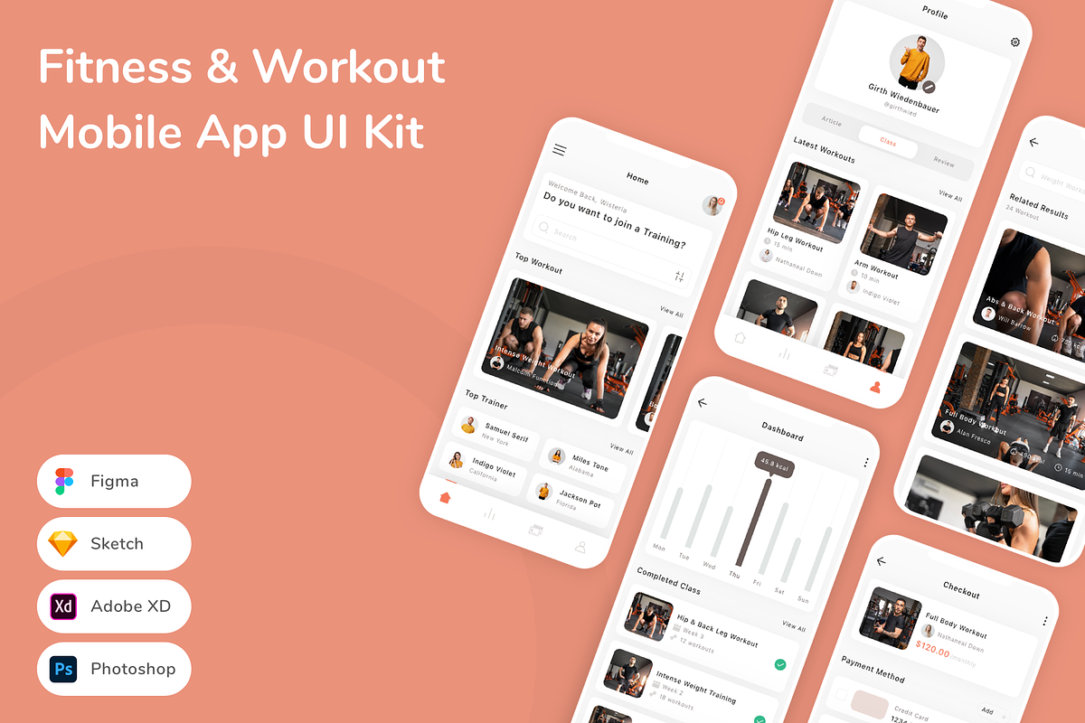 Fitness & Workout Mobile App UI Kit, an UI Kit Template by Betush