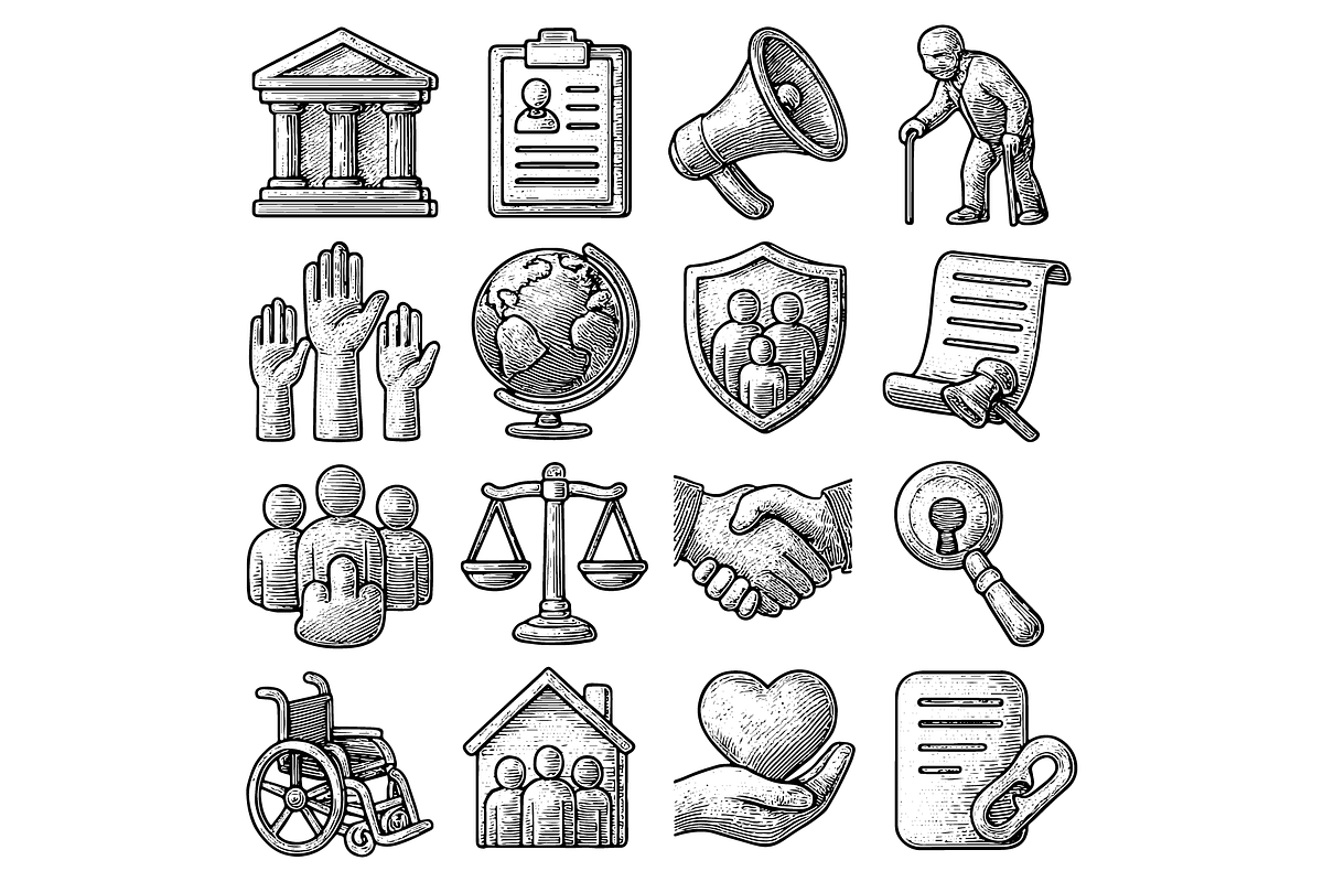Social Justice Icon Set, an Object Graphic by nikagraphic