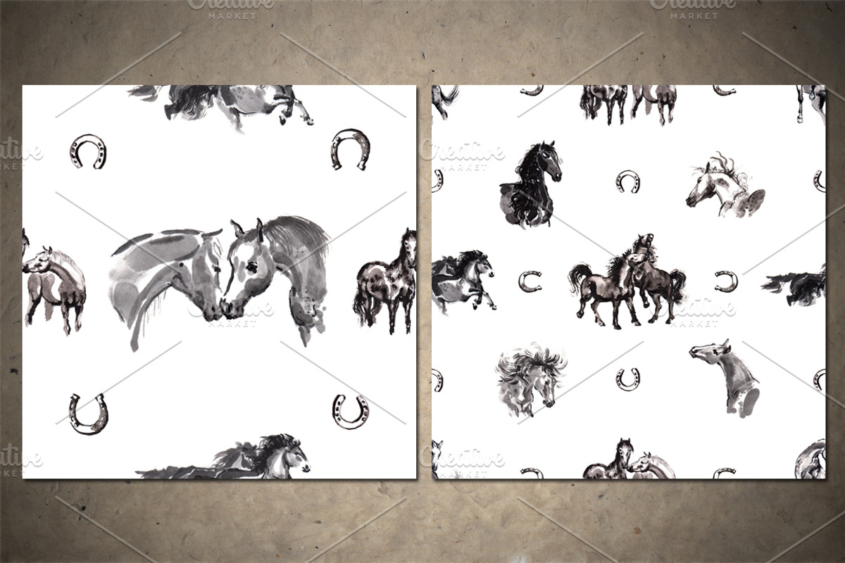 Horses Sumi-e, an Animal Illustration by StabuLaRasa illustration (Photo 15 of 21)