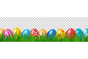 easter eggs on meadow green grass, an Object Illustration by ModVector