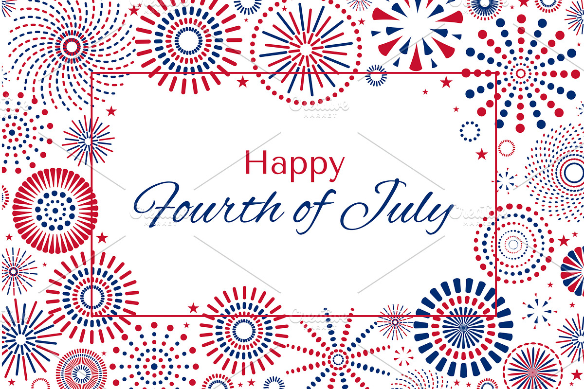 Fourth of July blue, red fireworks, a Seasonal Illustration by sceptical cactus