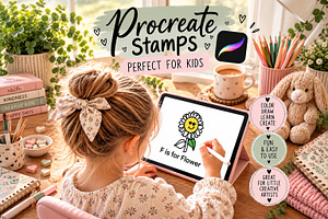 Kids Procreate Alphabet Stamps A–Z, a Shape Add-On by Willow Paige Farms