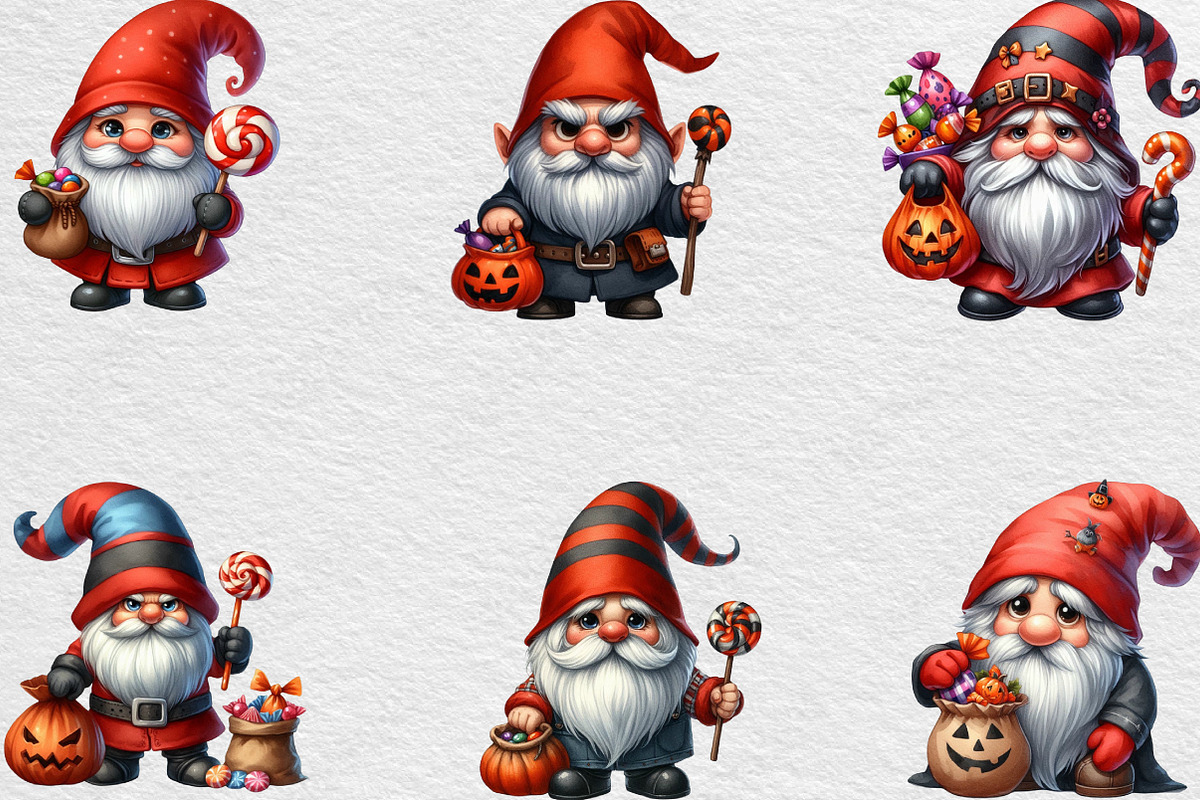 Halloween Gnome Clipart,Png Candy, an Illustration by Black Bird Studio (Photo 4 of 6)