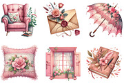 Pink Cottagecore Clipart, an Illustration by DreamArtGraphic (Thumbnail 4 of 5)