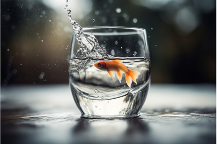 Goldfish cup lake. Generate AI, a Nature Photo by Ylivdesign
