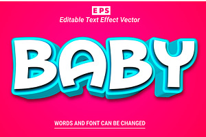 Baby Vector 3D Editable Text Effect