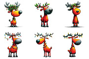 Cute Red Christmas Reindeer Clipart, an Illustration by CraftArtStudio (Thumbnail 5 of 6)