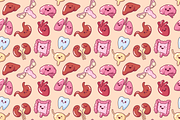 Cute kawaii internal organs pattern, an Illustration by Cmeree (Thumbnail 2 of 2)