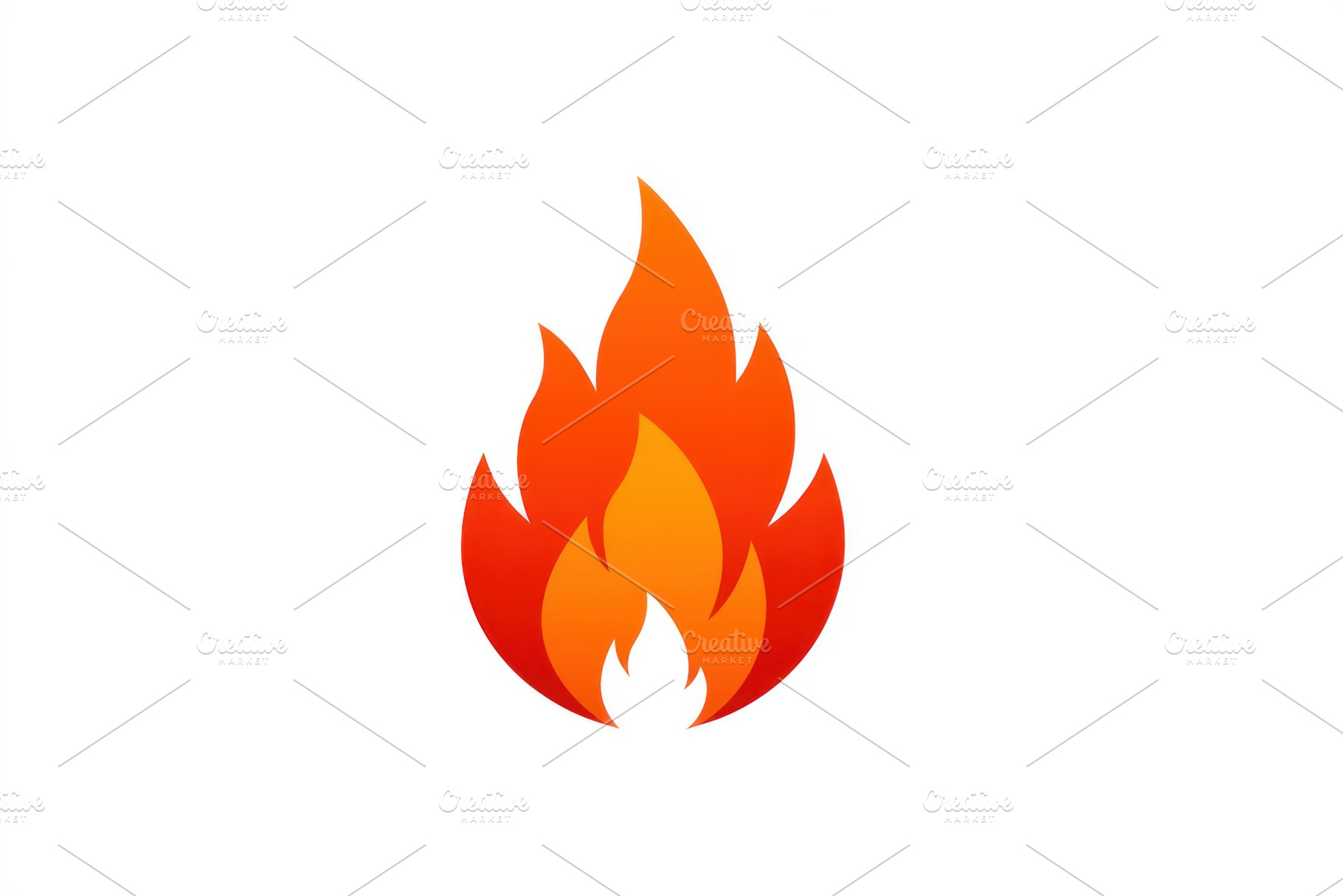 Minimalist flame icon in gradient orange and red tones on white, an Abstract Photo by José Manuel Gelpi