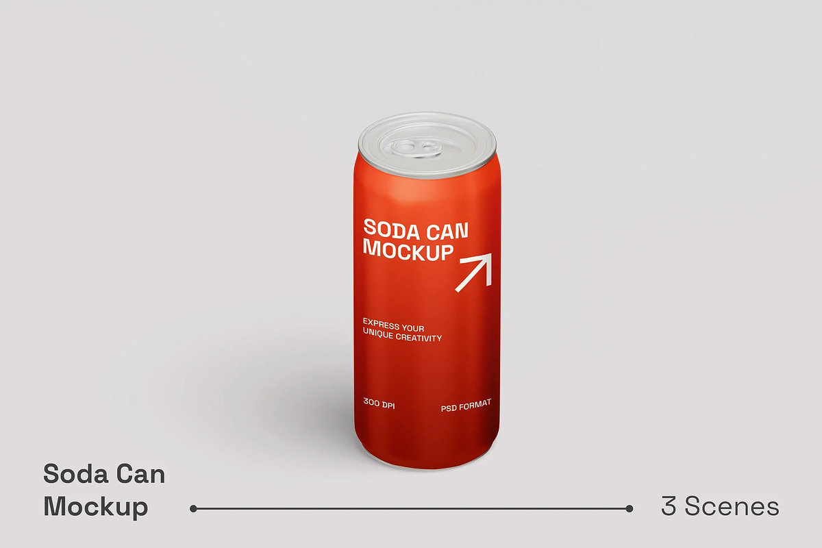 Soda Can Mockup, a Packaging Mockup by renderstockmarket (Photo 1 of 4)