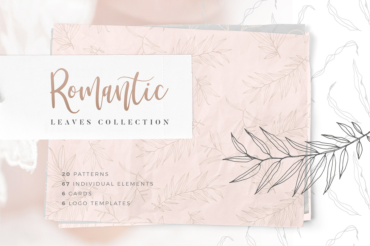 Romantic Leaves Collection, a Pattern Graphic by Youandigraphics (Photo 1 of 19)