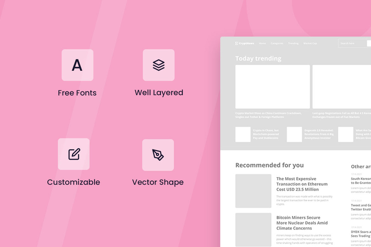 Crypto News Wireframe Website, a Wireframe Template by INSPR STD (Photo 2 of 6)