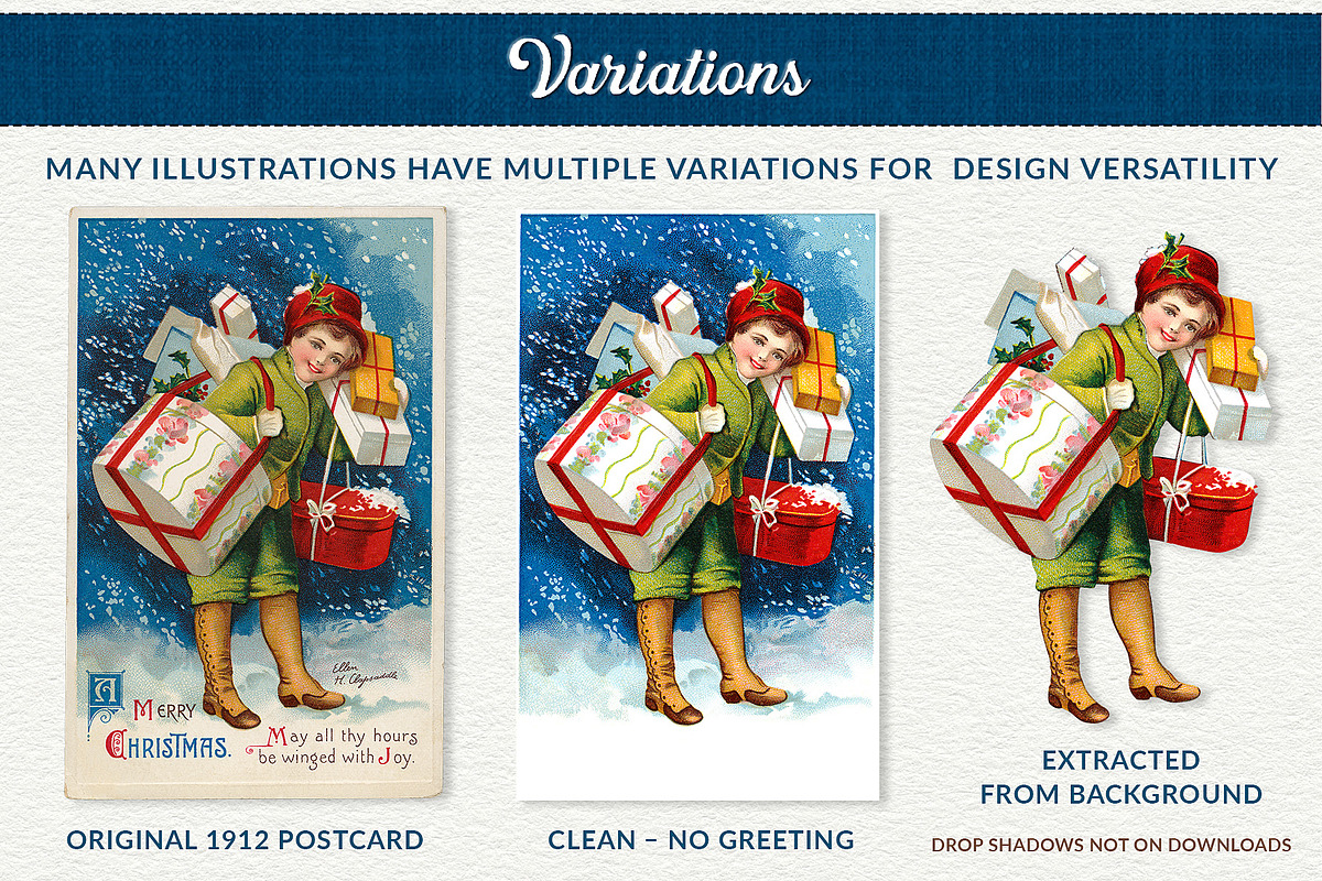 Complete Vintage Christmas Graphics, a Seasonal Illustration by French Kiss Collections (Photo 4 of 28)