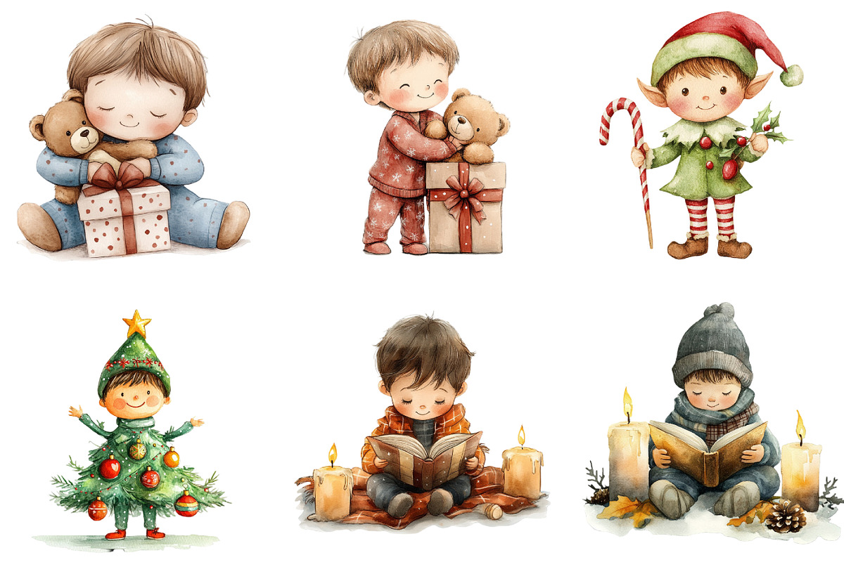 Christmas Boys Clipart, an Illustration by DreamArtGraphic (Photo 6 of 6)