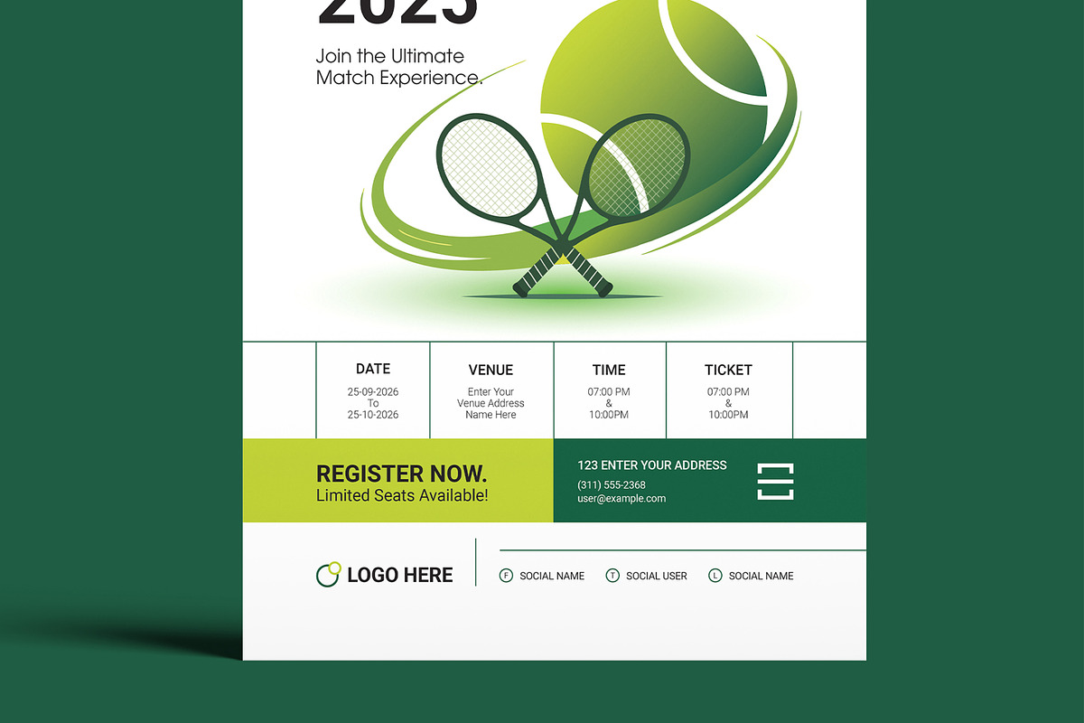 Modern Tennis Tournament Event Flyer, a Flyer Template by MightyDesign (Photo 3 of 8)