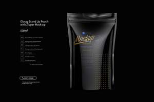 Glossy Stand Up Pouch Mockup