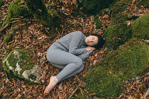 Barefoot Woman Lying in The Forest, a Nature Photo by Virgo Studio