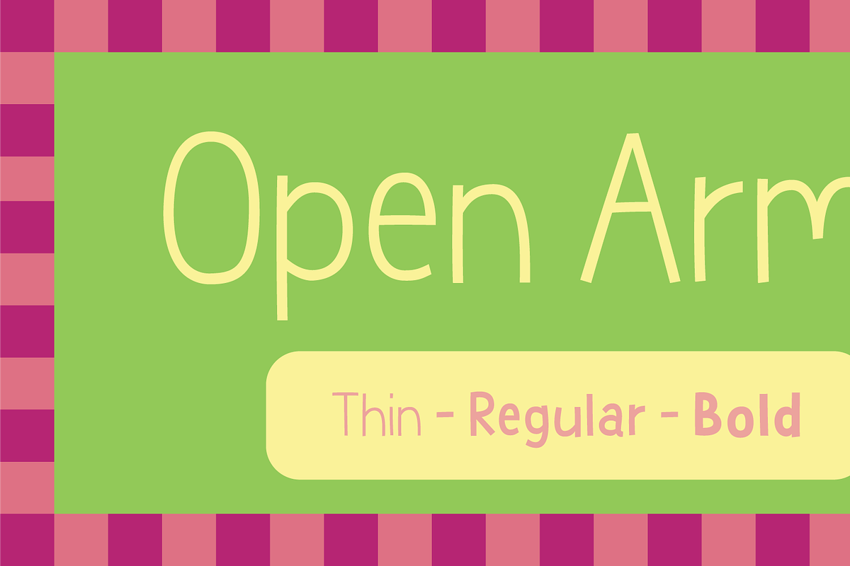 Open Arms, a Sans Serif Font by pizzadudedotdk (Photo 1 of 9)