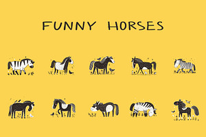 Funny horses, an Animal Illustration by Naurider