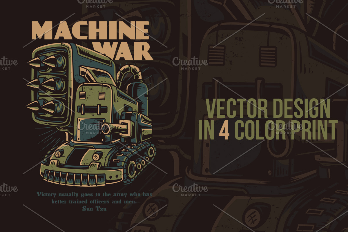 Machine War Illustration, a Work Illustration by badsyxn