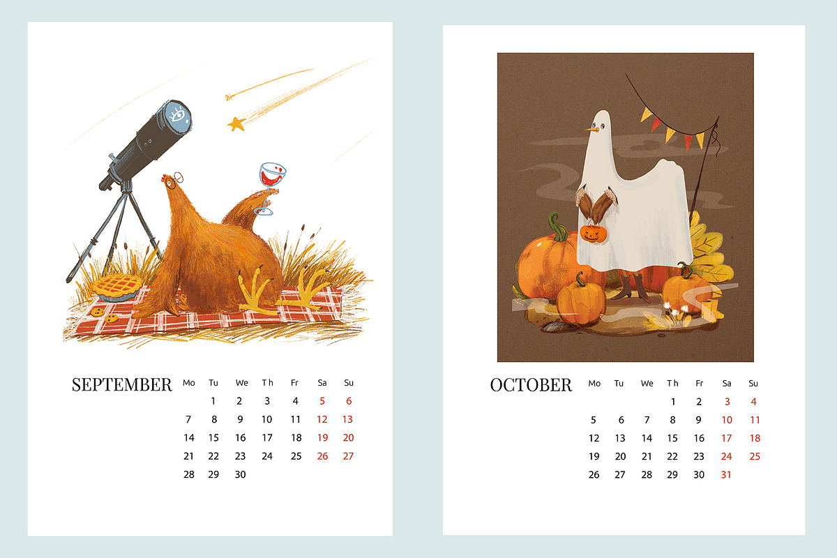 Calendar 2026 Happy Chickens, a Decorative Illustration by Dashnpro (Photo 6 of 7)