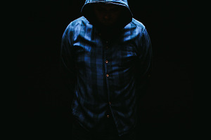 Hood containing hood, shirt, and blue