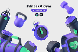 Fitness And Gym 3D Icons