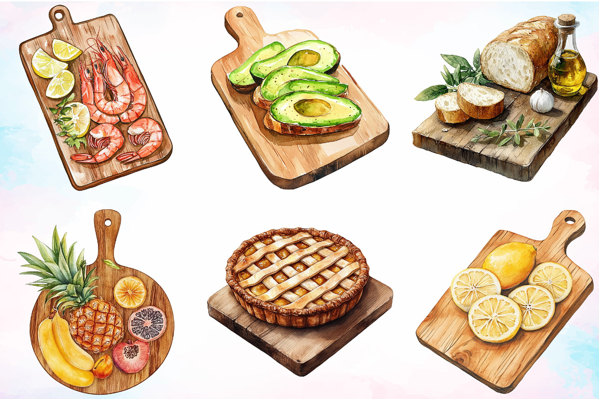 Watercolor Summer Cutting Board PNG, an Illustration by Canvas Craft (Photo 3 of 4)