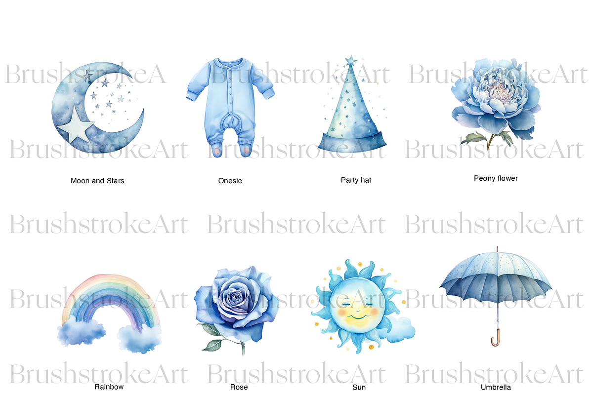 Blue Baby Shower Clipart, Its a Boy, a Decorative Illustration by BrushstrokeArtGB (Photo 6 of 9)