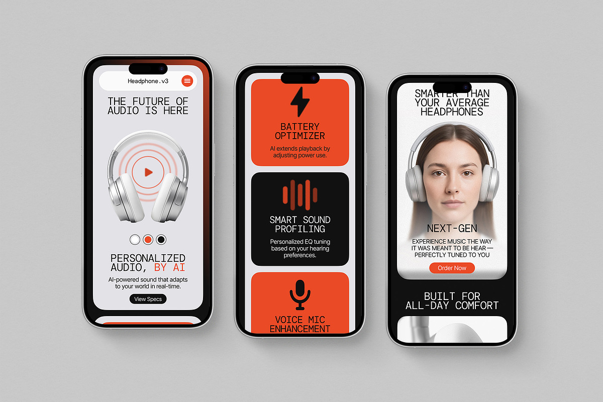 Headphone Product Figma Landing Page, a Landing Page Template by Supanium Studio (Photo 2 of 5)