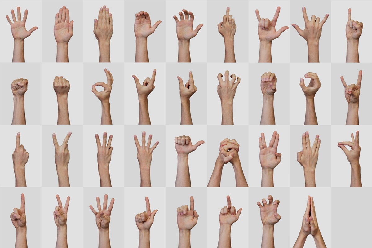 Hand Signs & Gestures, a Device Mockup by h3design (Photo 2 of 7)