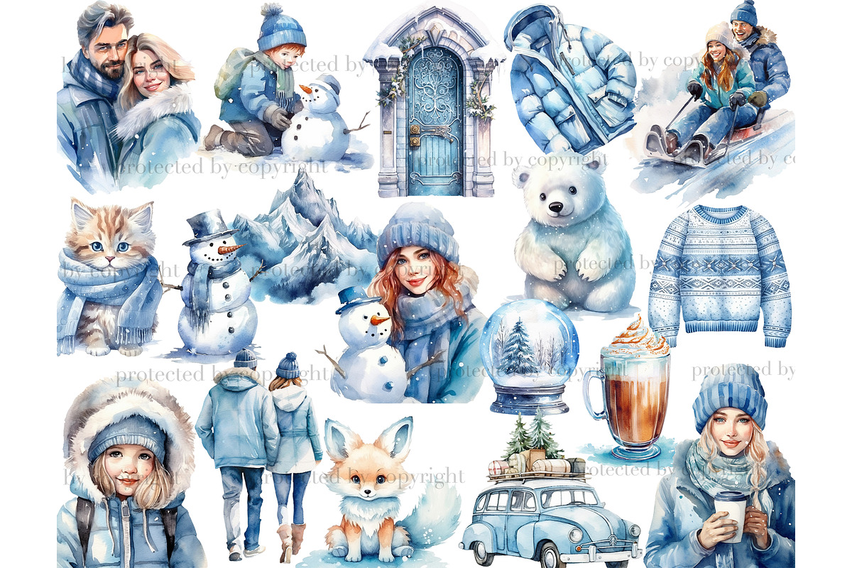 Cold Winter Clipart | Outside Winter, a Person Illustration by GlamArtZhanna (Photo 2 of 5)