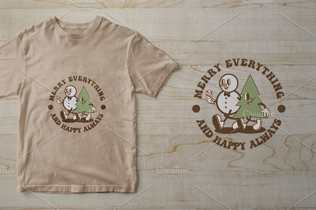 Christmas Tree Mix Vintage Cartoon, an Illustration by vectstudio (Photo 4 of 5)