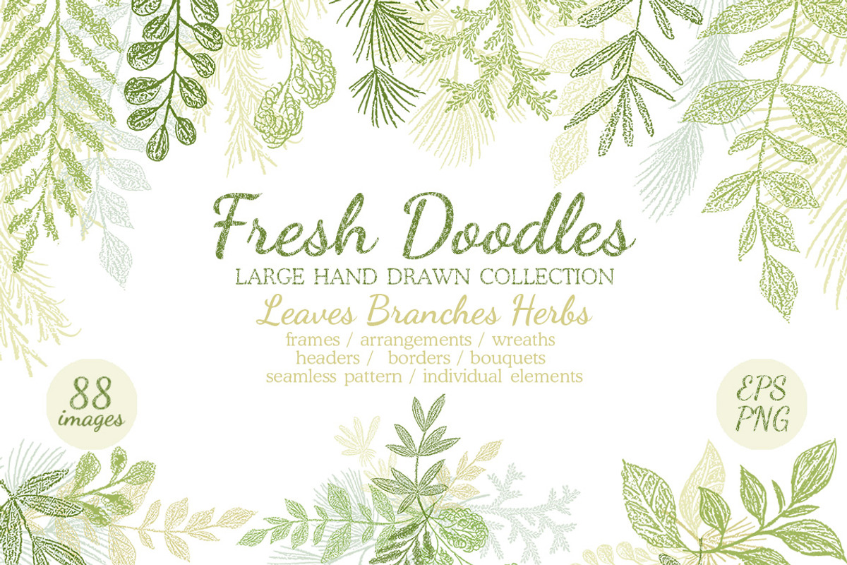 Leaves Branches & Herbs Fresh Doodle, a Decorative Illustration by antuanetto (Photo 1 of 11)