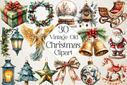 Watercolor Vintage Old Christmas Cli, an Illustration by DreamPrint404 (Thumbnail 1 of 6)