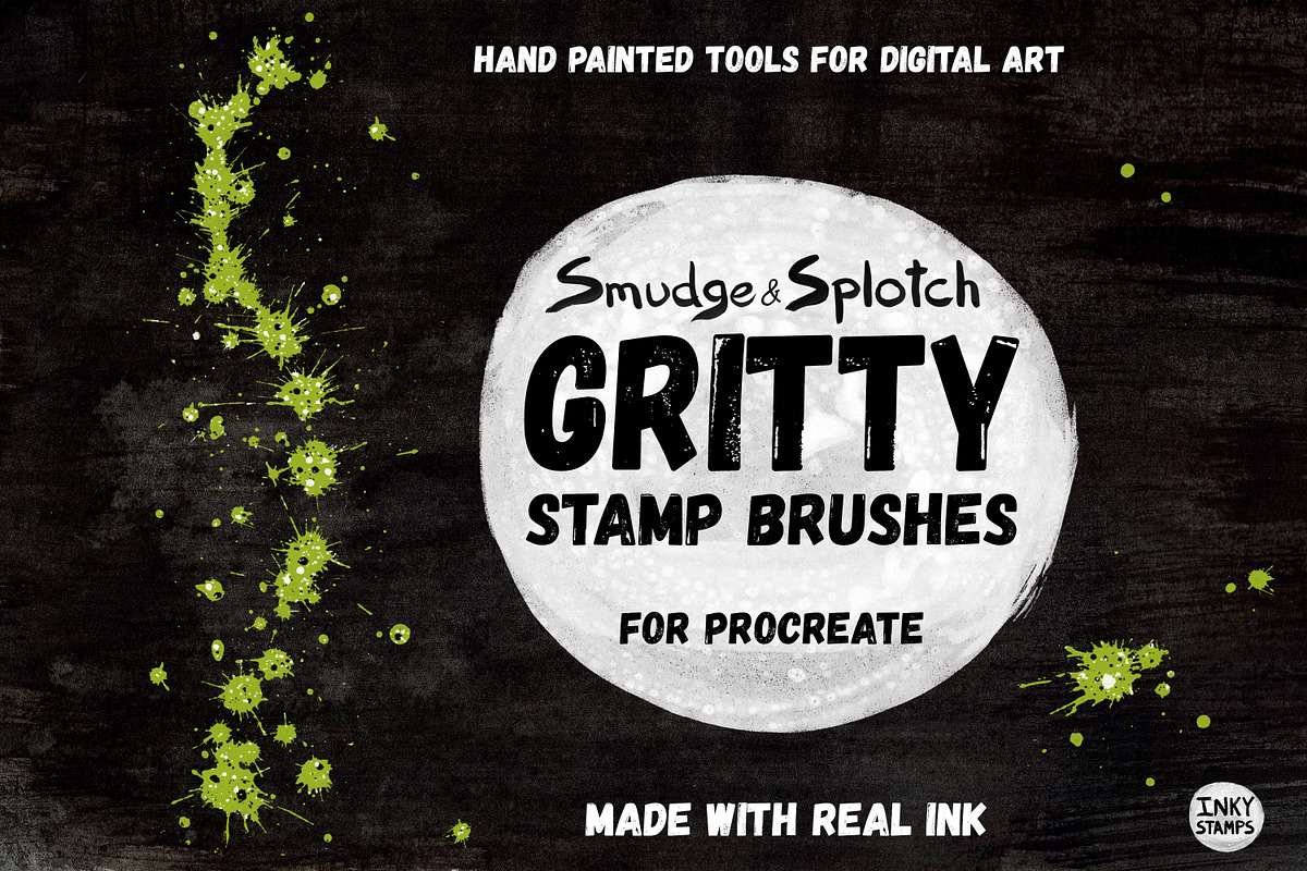 Gritty Stamp Brushes - Procreate, a Brush Add-On by INKY STAMP BRUSHES (Photo 1 of 10)