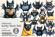 Quirky Halloween Black Bat Clipart, an Illustration by Dream Creation (Thumbnail 1 of 5)