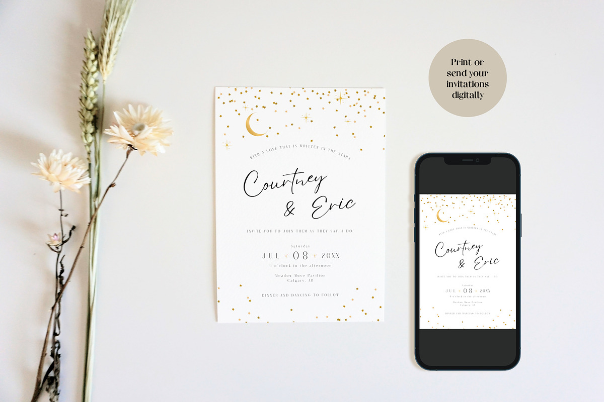 Starry Wedding Invitation Template, an Invitation Template by Cottontail Paper Shop (Photo 3 of 7)