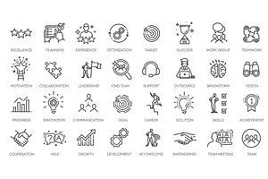 Team Work Line Icons, an Object Illustration by Tettygreen