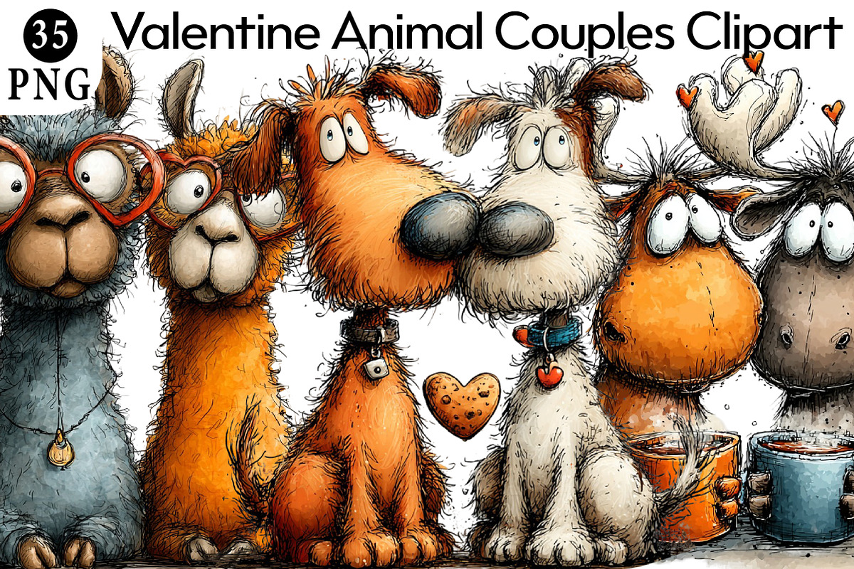 Whimsical Valentine Animal Couples C, an Illustration by Daily.Designs (Photo 1 of 8)
