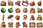 Watercolor Plaid Autumn Clipart, an Illustration by Sublimation Artist (Thumbnail 2 of 6)