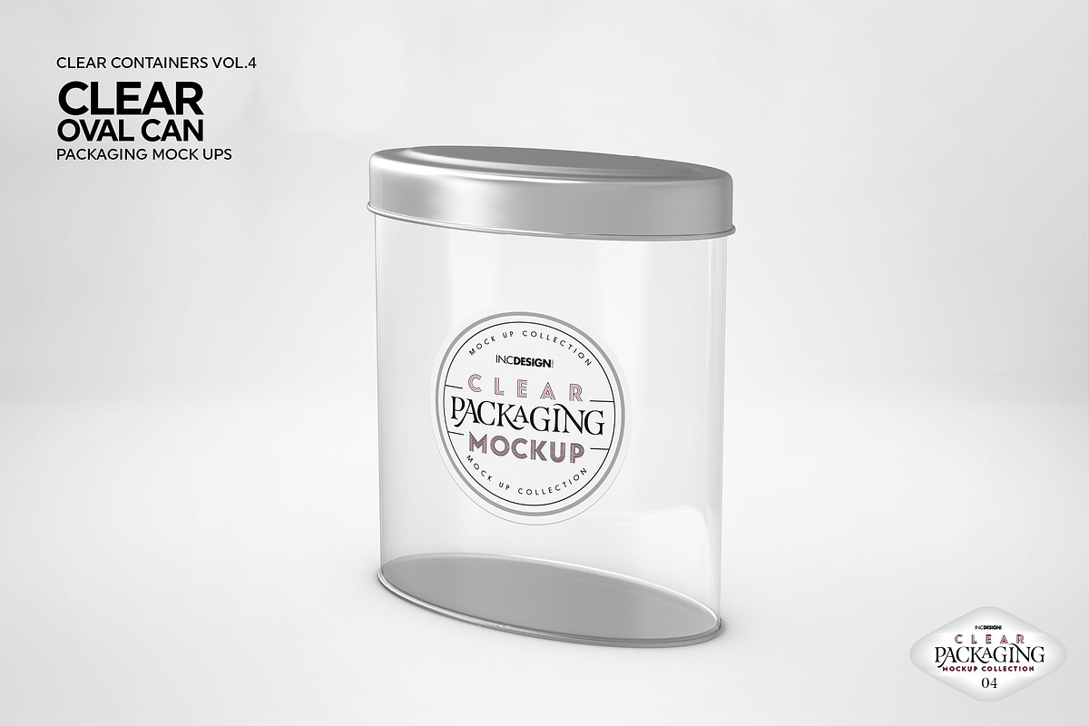 Clear Oval Can Packaging Mockup, a Cups & Container Mockup by INCDesign (Photo 7 of 8)