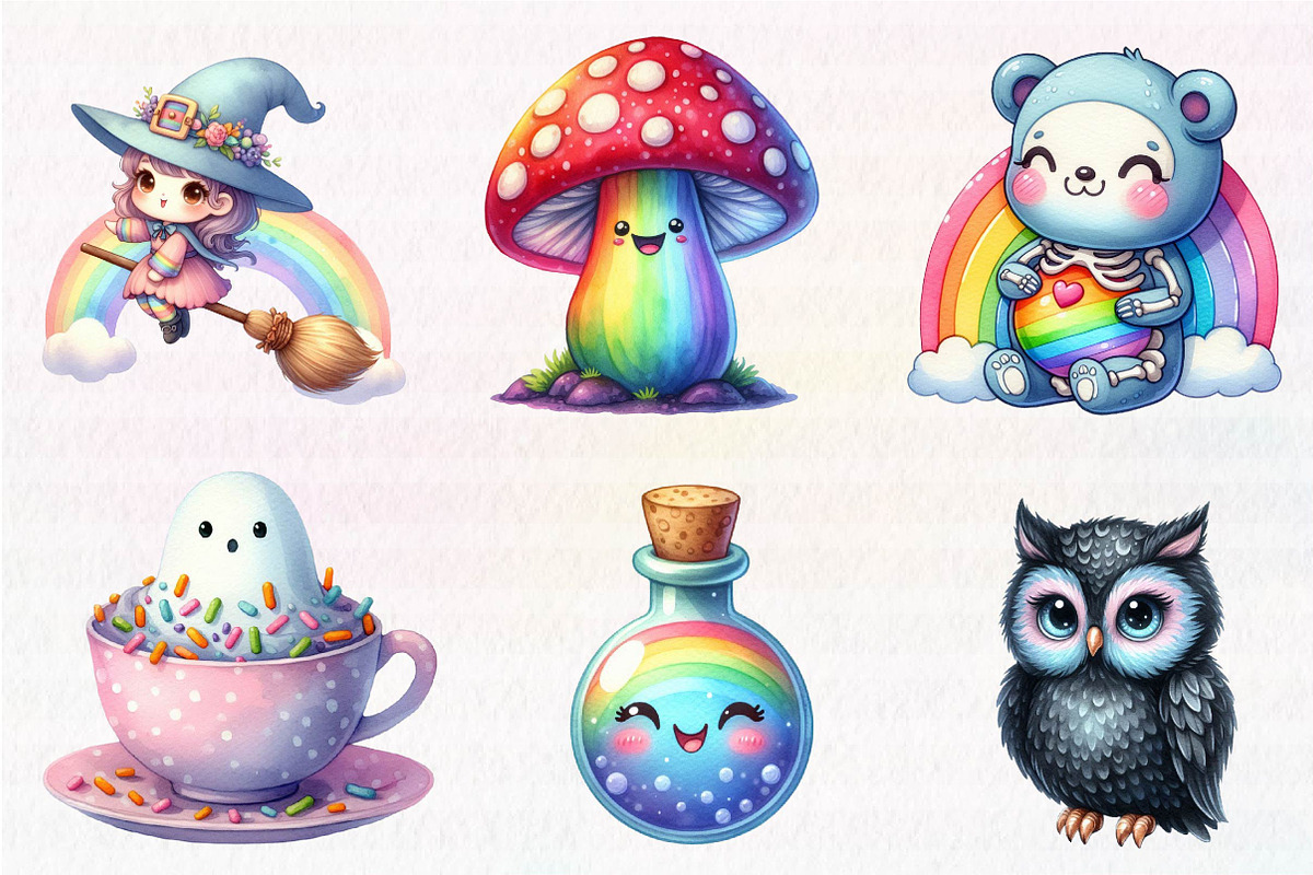 Kawaii Iridescent Pastel Halloween, an Illustration by CreationArt (Photo 4 of 5)