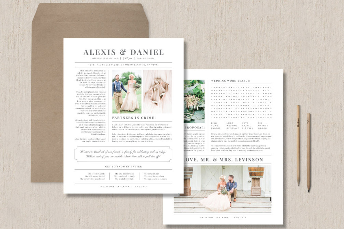 Wedding Newspaper Template, a Flyer Template by roselindoco (Photo 1 of 5)