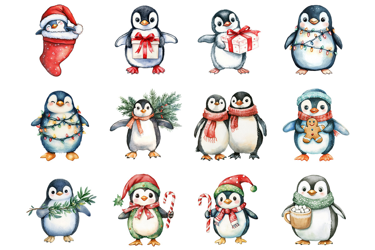Christmas Penguin Clipart, a Graphic by CitraGraphics (Photo 2 of 4)