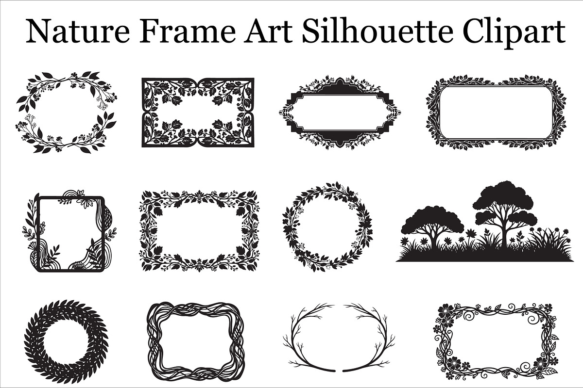 Nature Frame Art Silhouette Clipart, a Graphic by hafijul (Photo 1 of 13)