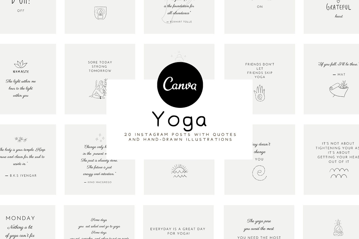 Yoga Instagram Post Templates Canva, a Social Media Template by monicamaze