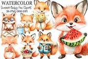 Cute Summer Baby Fox Clipart, an Illustration by Rose Art (Thumbnail 1 of 4)