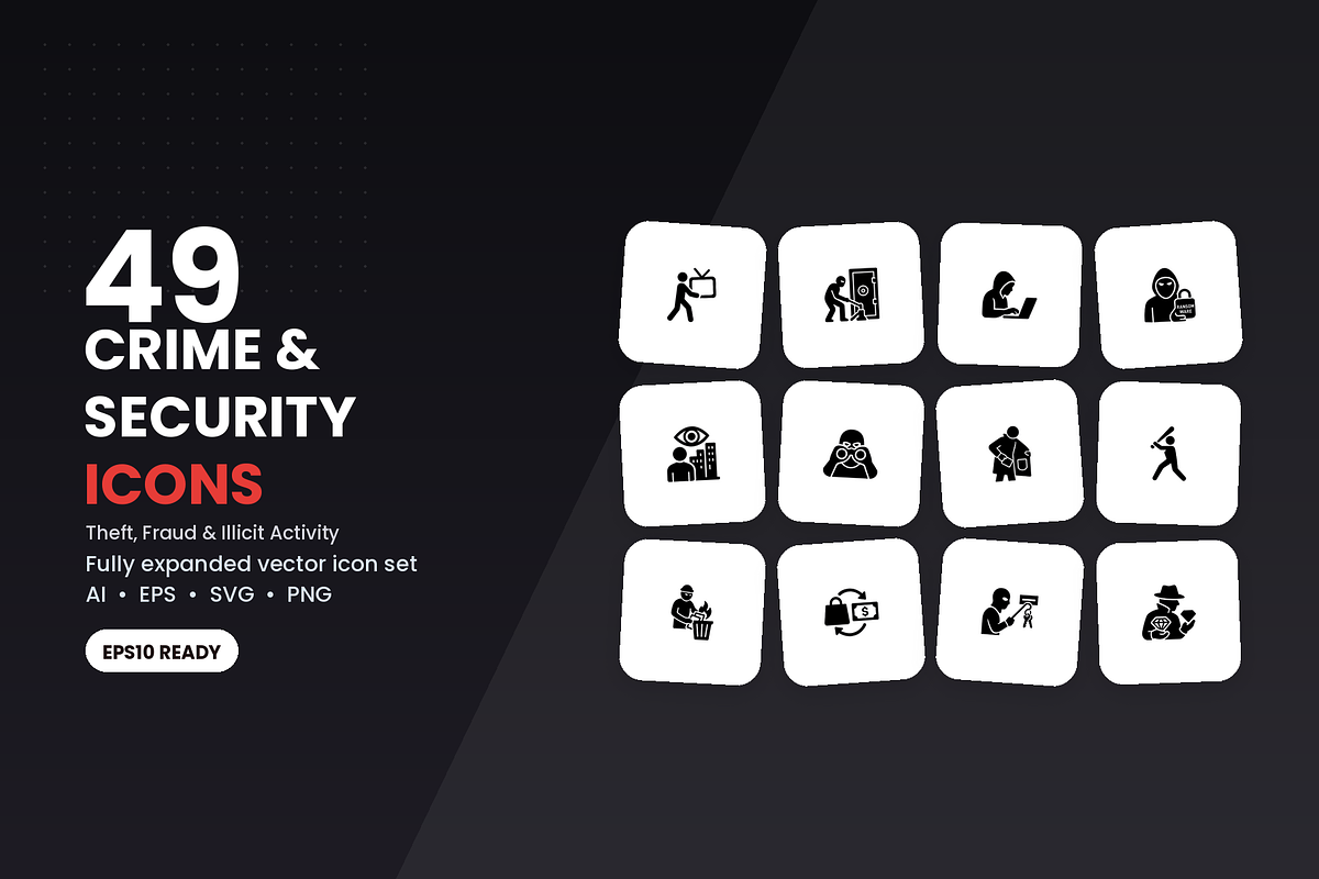 49 Crime & Security Icons, a Solid Icon by Symbolic Language (Photo 1 of 4)