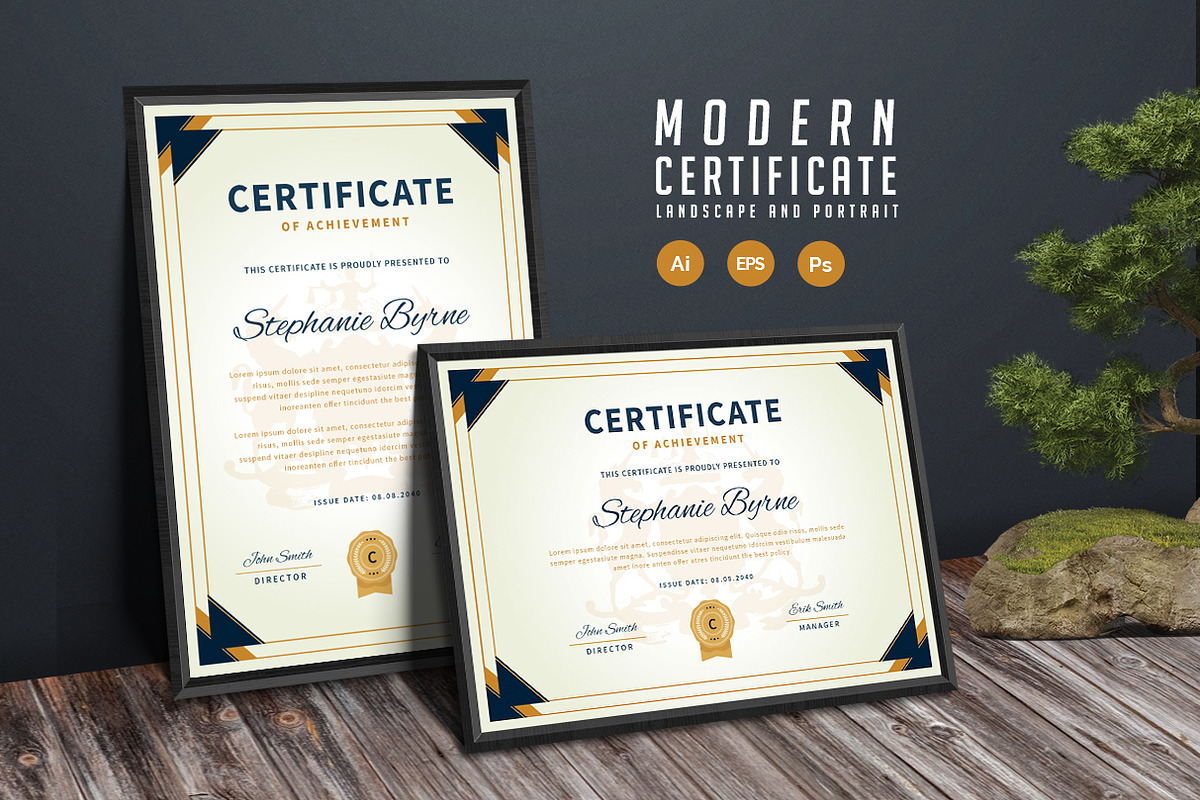 582. Modern Certificate Template, a Stationery Template by CreativeRezwan (Photo 1 of 3)